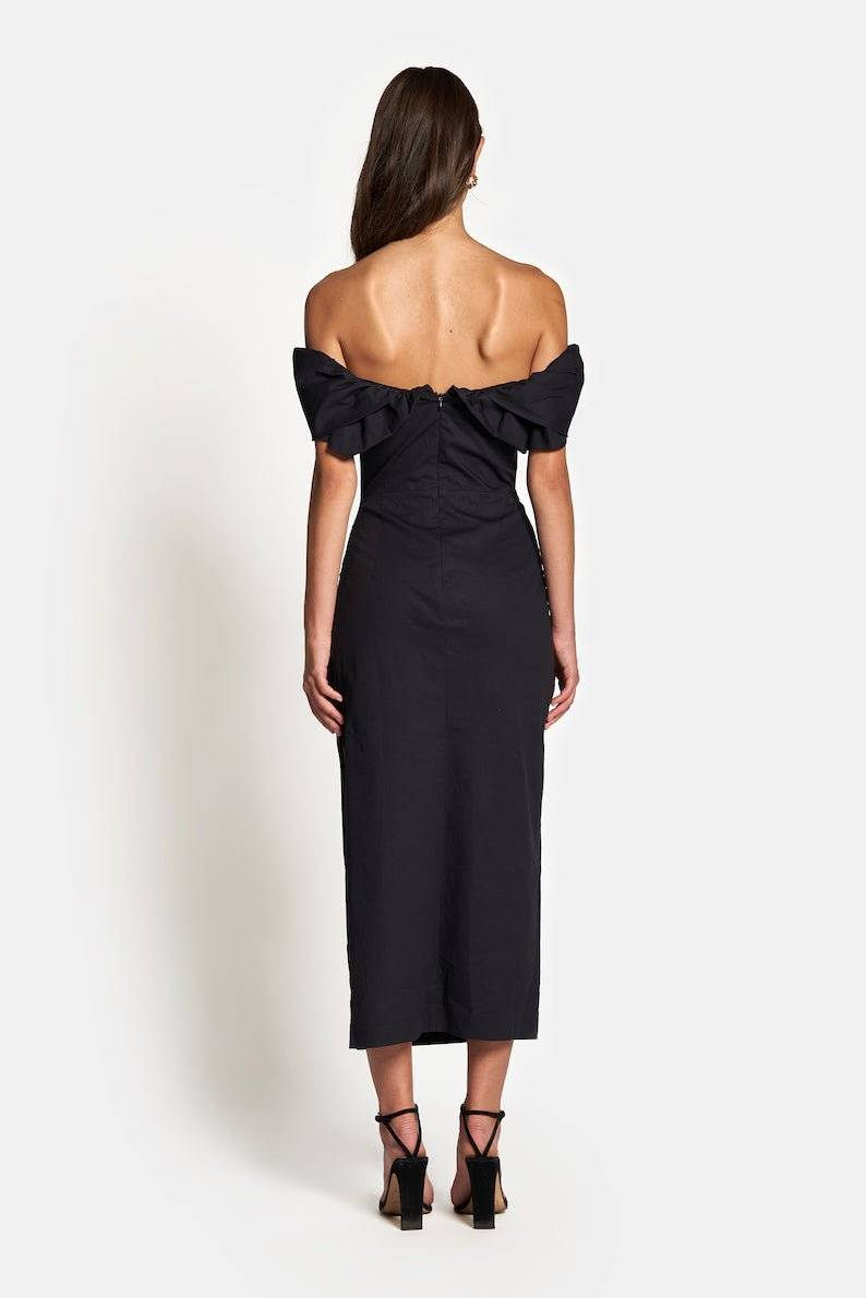 SOFIA THE LABEL Sofia The Label Hailey Off Shoulder Midi Dress - Black BELLA n' BEAR