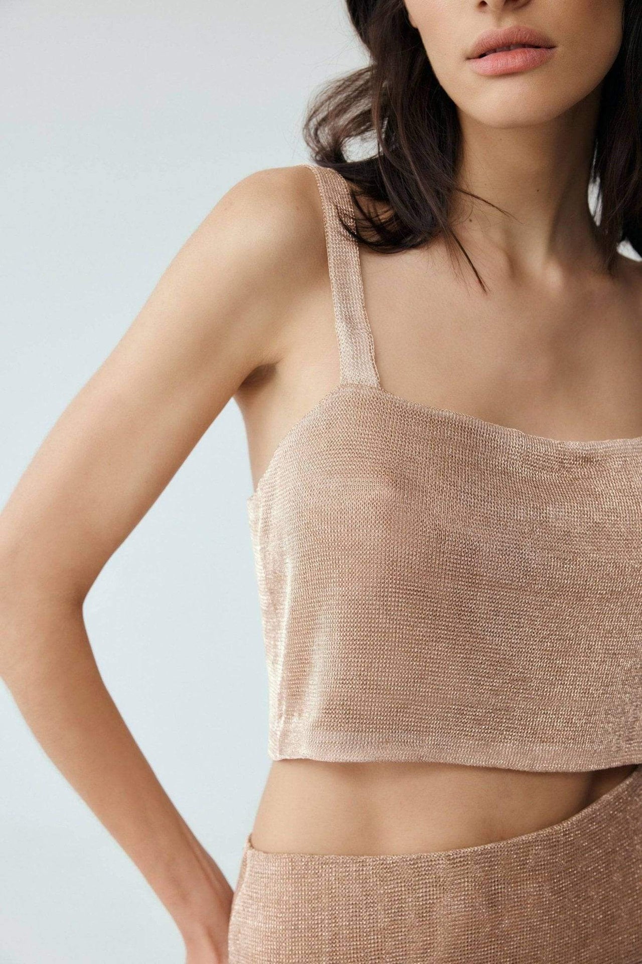 THIRD FORM Third Form Heavy Metal Knit Crop Top - Rose Gold BELLA n' BEAR