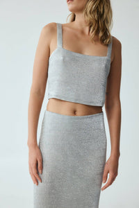 Thumbnail for THIRD FORM Third Form Heavy Metal Knit Crop Top - Silver BELLA n' BEAR