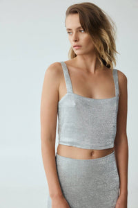 Thumbnail for THIRD FORM Third Form Heavy Metal Knit Crop Top - Silver BELLA n' BEAR