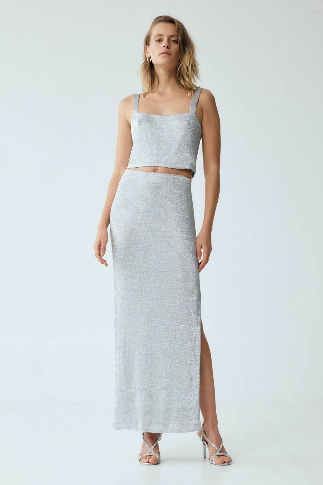 THIRD FORM Third Form Heavy Metal Knit Crop Top - Silver BELLA n' BEAR