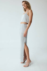 Thumbnail for THIRD FORM Third Form Heavy Metal Knit Maxi Skirt - Silver BELLA n' BEAR