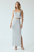 Third Form Heavy Metal Knit Maxi Skirt-Plata