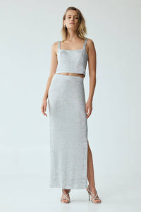 Thumbnail for THIRD FORM Third Form Heavy Metal Knit Maxi Skirt - Silver BELLA n' BEAR