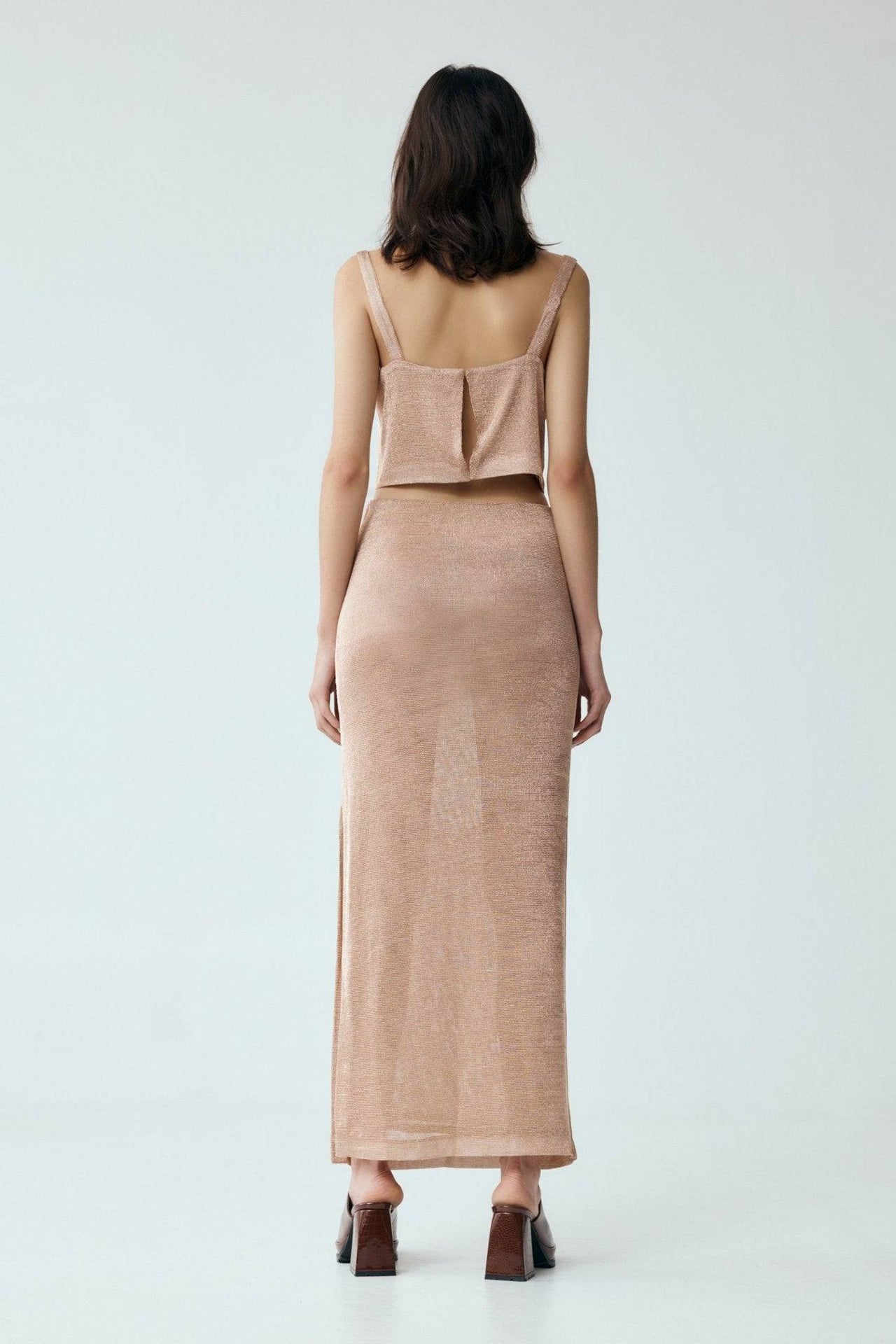 THIRD FORM Third Form Heavy Metal Knit Maxi Skirt - Rose Gold BELLA n' BEAR