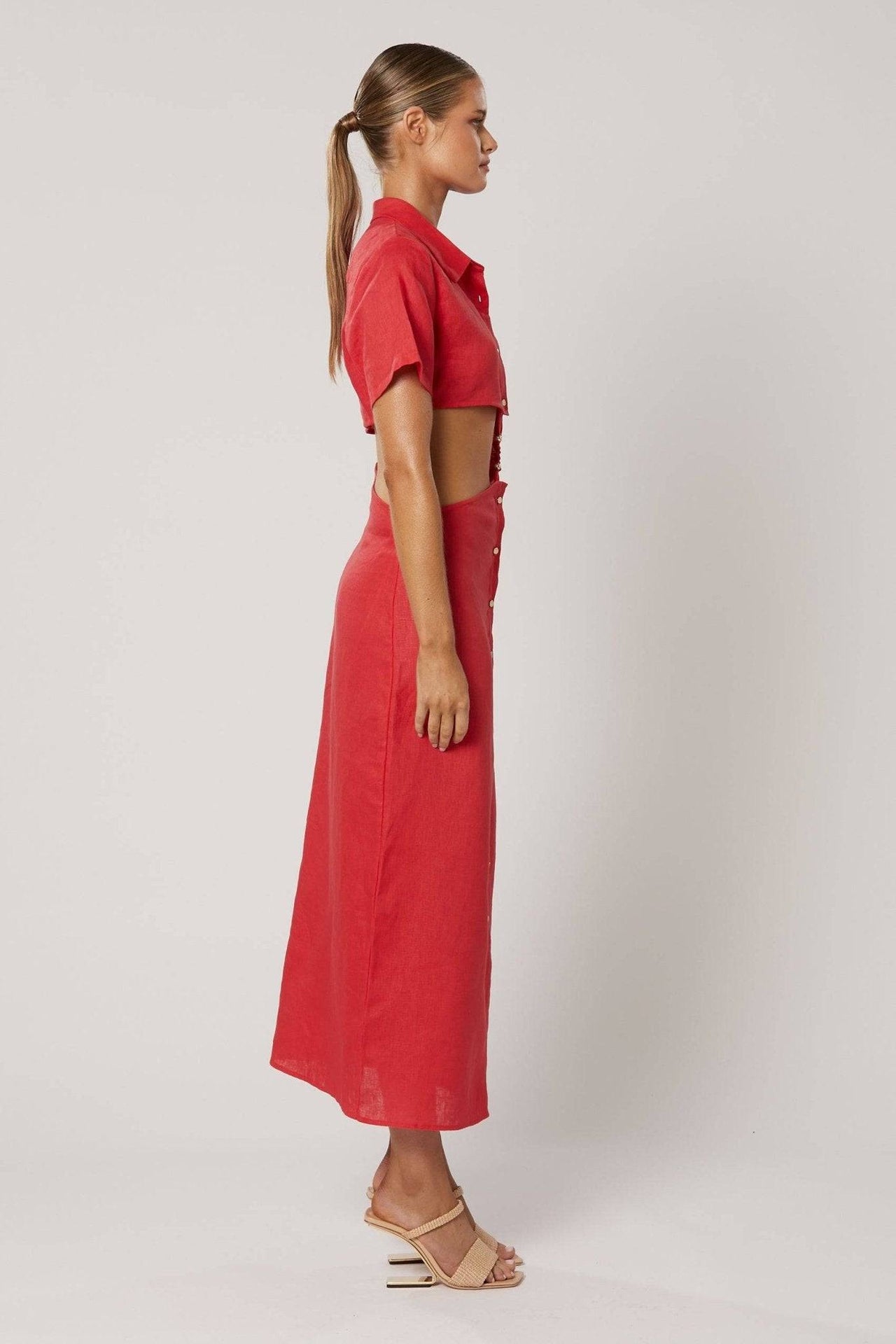 WINONA Winona Imara Side Cut Dress - Crimson BELLA n' BEAR