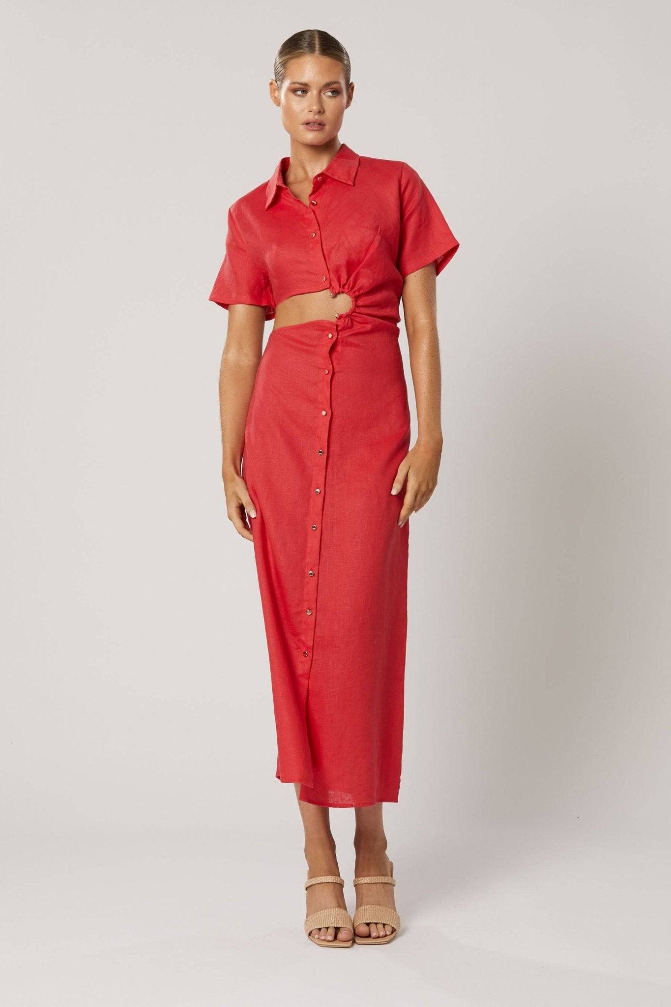 WINONA Winona Imara Side Cut Dress - Crimson BELLA n' BEAR