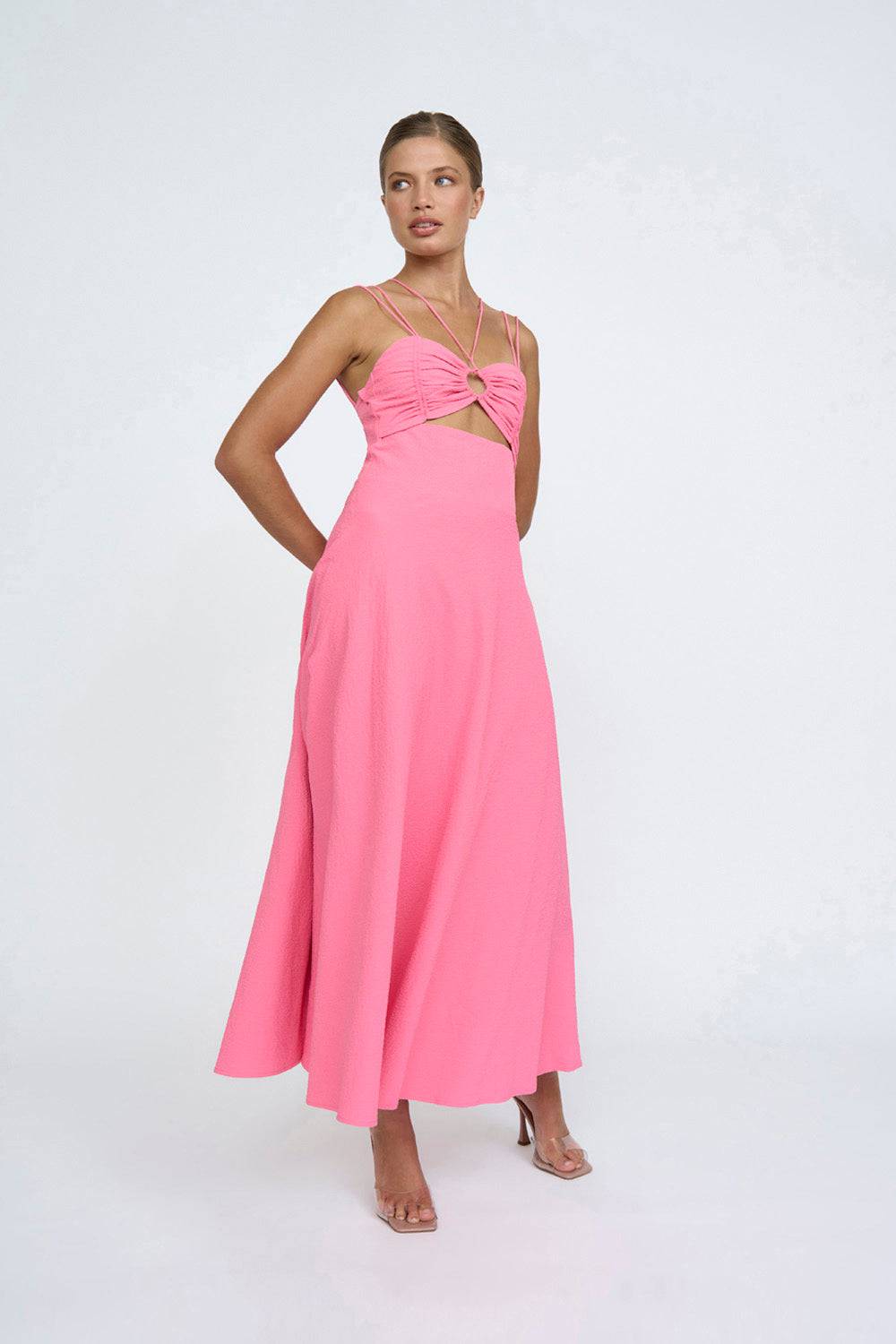 By Johnny Isola Bella Strap Midi Dress Pink