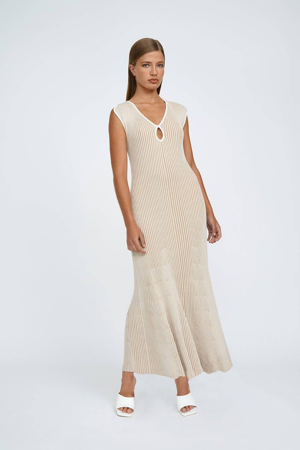 BY JOHNNY By Johnny Lara Ribbed Knit Dress - Bone Ivory BELLA n' BEAR