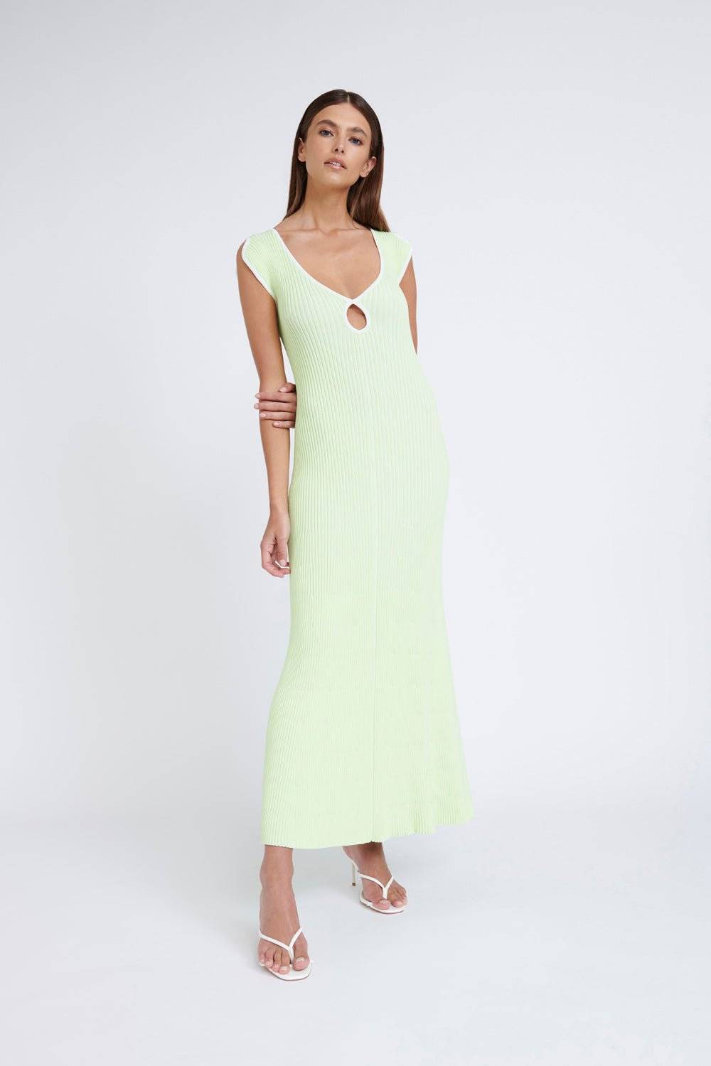 BY JOHNNY By Johnny Lara Ribbed Knit Dress - Mint Ivory BELLA n' BEAR