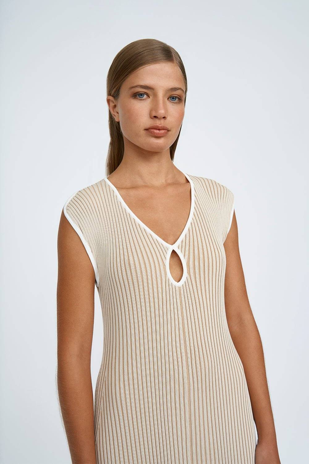 BY JOHNNY By Johnny Lara Ribbed Knit Dress - Bone Ivory BELLA n' BEAR