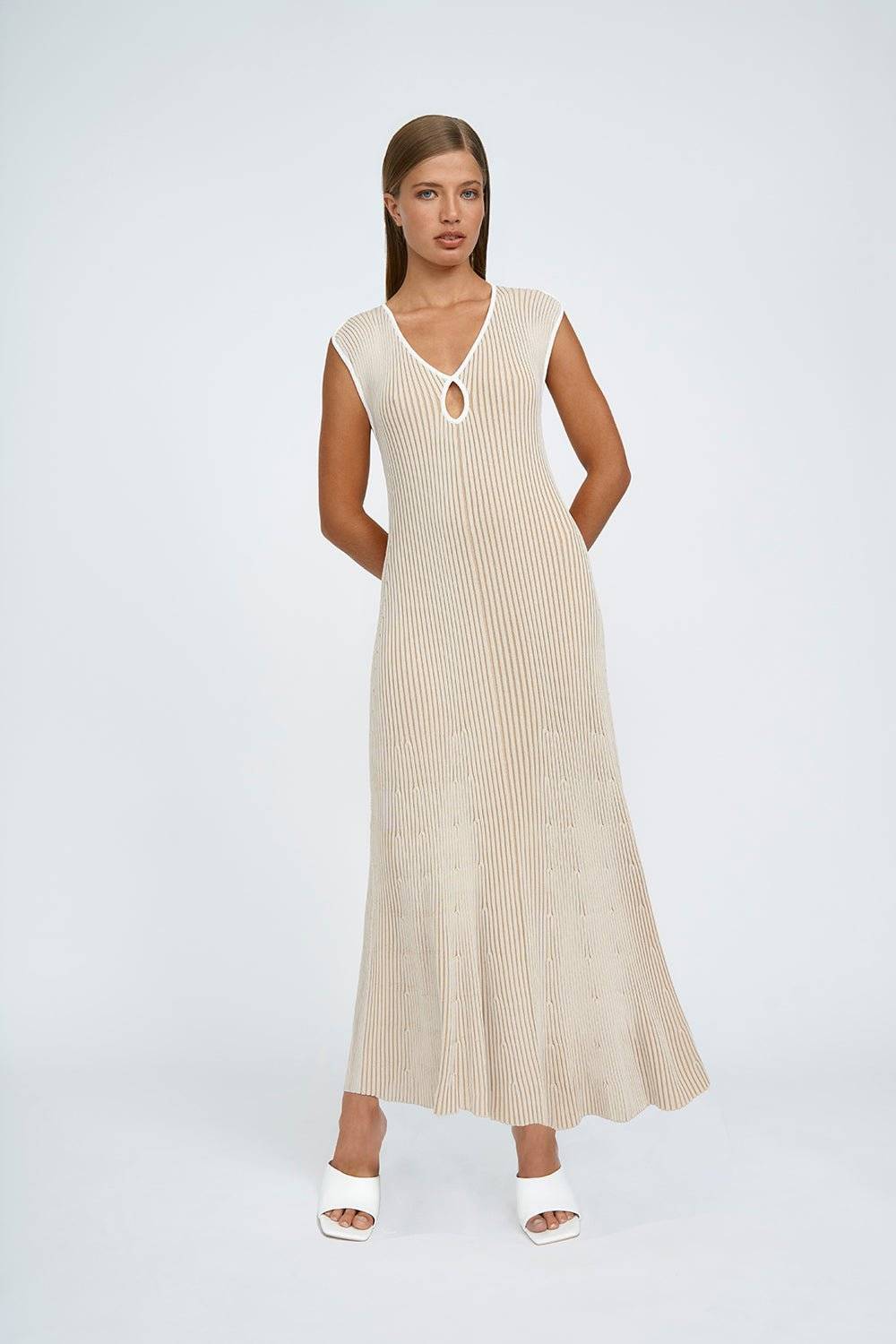 BY JOHNNY By Johnny Lara Ribbed Knit Dress - Bone Ivory BELLA n' BEAR