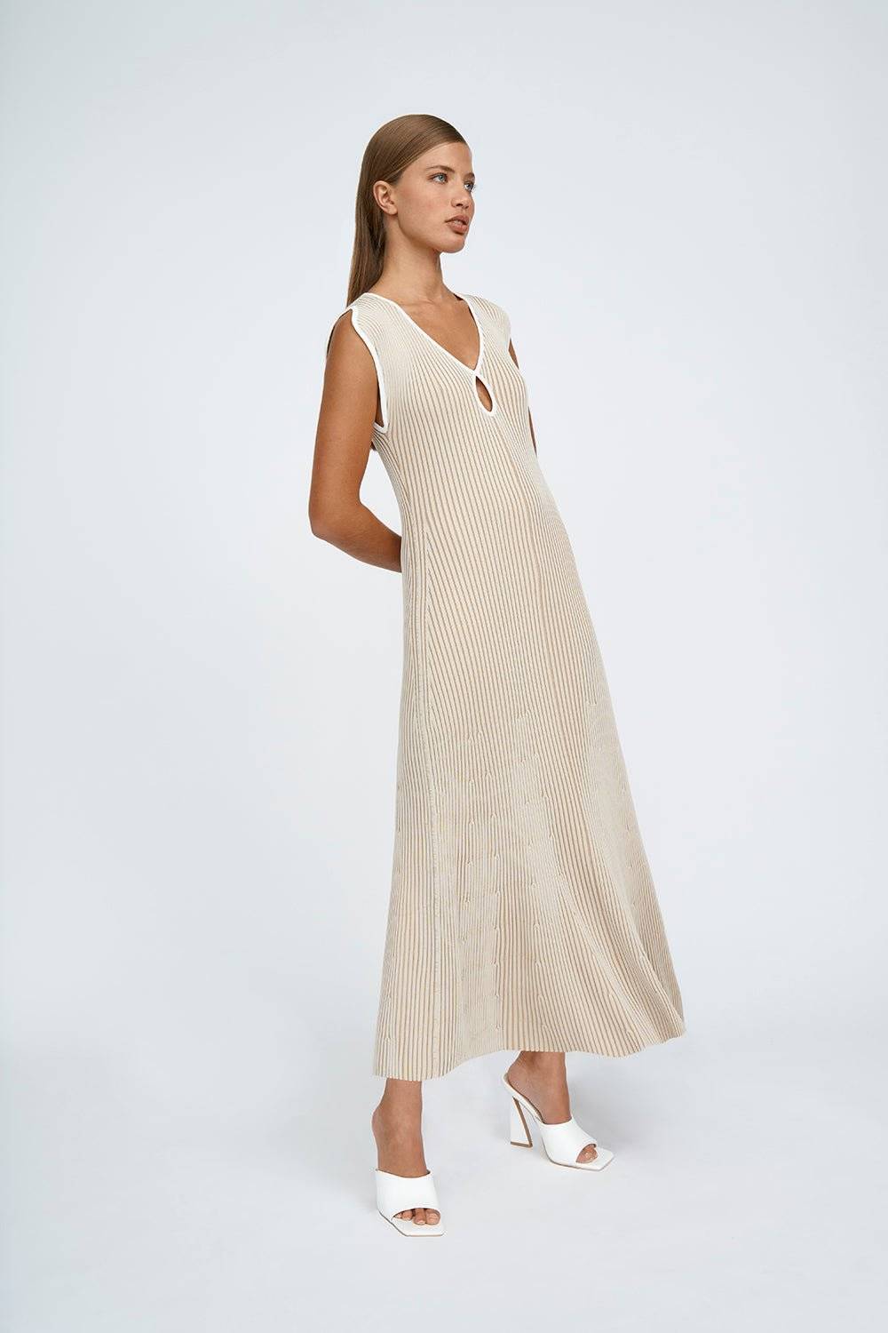 BY JOHNNY By Johnny Lara Ribbed Knit Dress - Bone Ivory BELLA n' BEAR