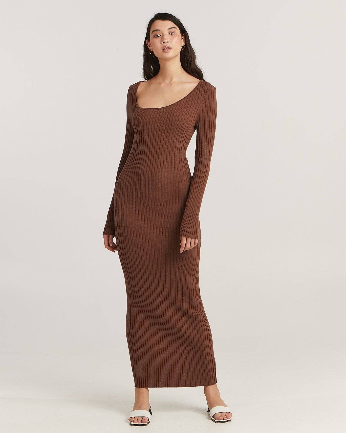 CHARLIE HOLIDAY Charlie Holiday Laurette Midi Dress - Chocolate BELLA n' BEAR