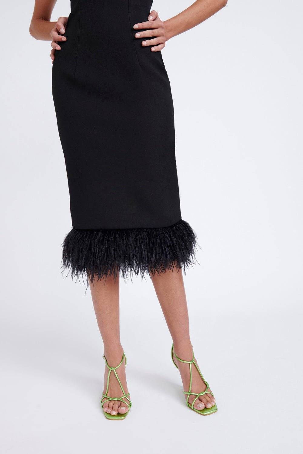 BY JOHNNY By Johnny Lidi Feather Midi Dress - Black BELLA n' BEAR