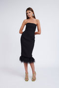 By Johnny Vestido Midi Feather-Negro