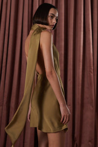 Thumbnail for MISHA COLLECTION Misha Lillin Satin Mini Dress - Dusty Olive BELLA n' BEAR