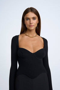 Thumbnail for BY JOHNNY By Johnny Loretta Shape Knit Top - Black BELLA n' BEAR