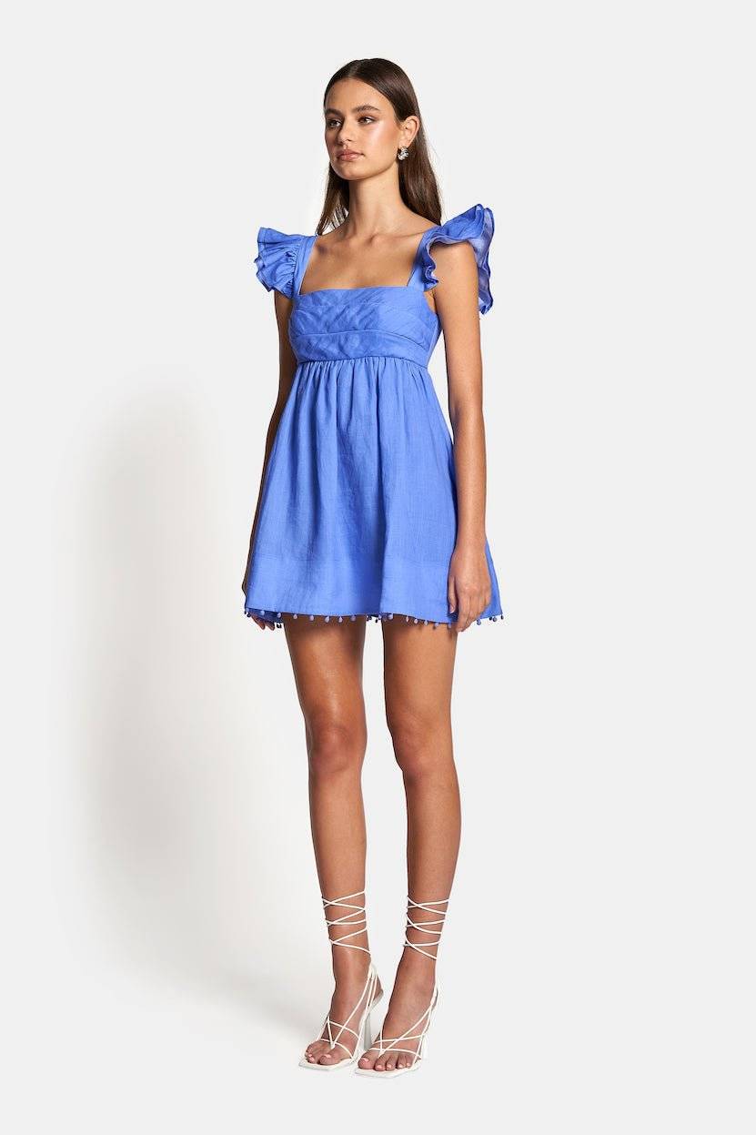 SOFIA THE LABEL Sofia The Label Luna Babydoll Frill Mini Dress - Royal Blue BELLA n' BEAR