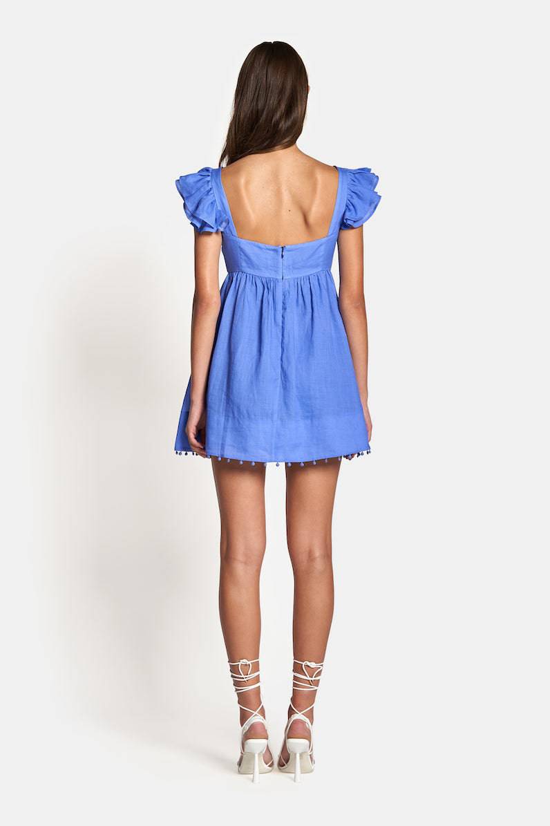 SOFIA THE LABEL Sofia The Label Luna Babydoll Frill Mini Dress - Royal Blue BELLA n' BEAR