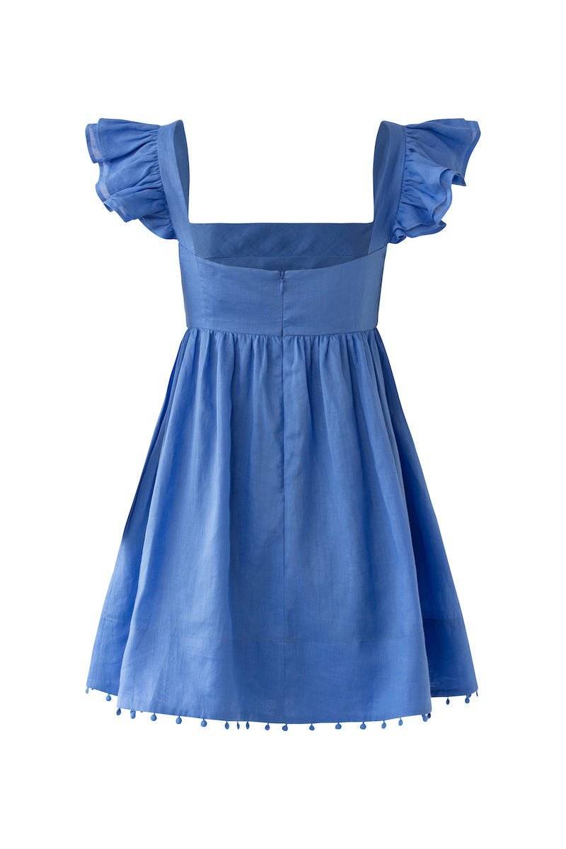 SOFIA THE LABEL Sofia The Label Luna Babydoll Frill Mini Dress - Royal Blue BELLA n' BEAR