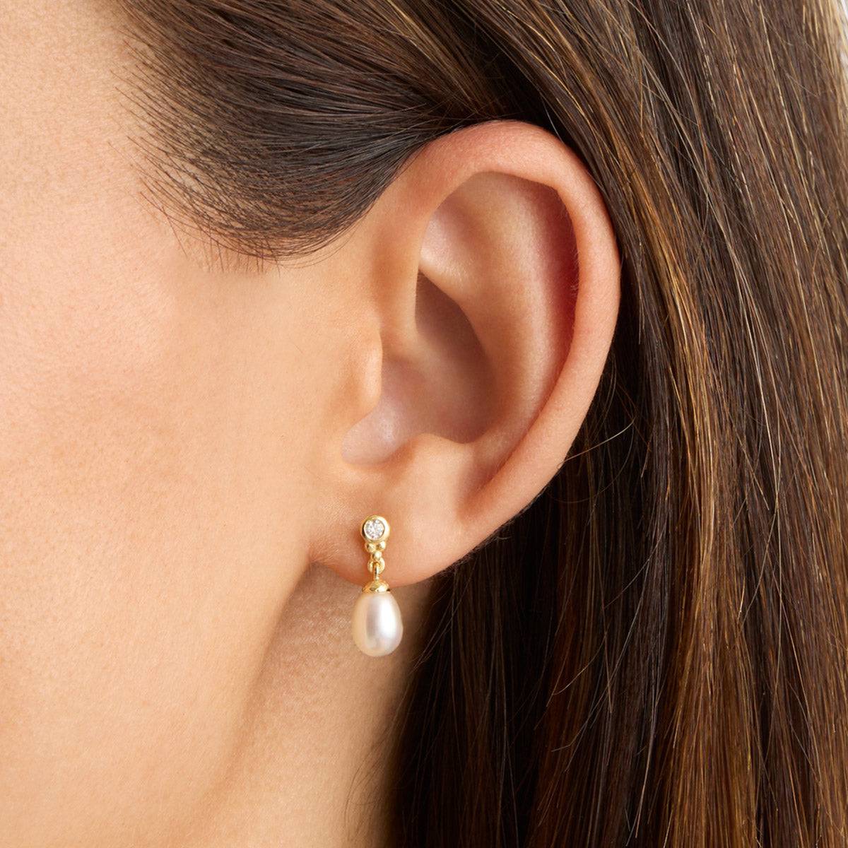Lunar Light Pearl Stud Earring-Earrings-BELLA n' BEAR