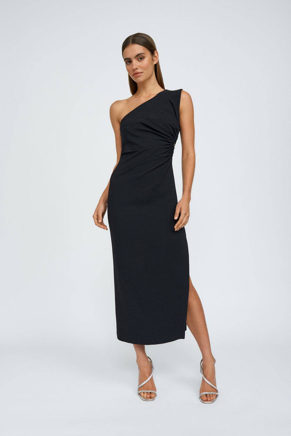 BY JOHNNY By Johnny Mariella Asymmetric Midi Dress - Black BELLA n' BEAR