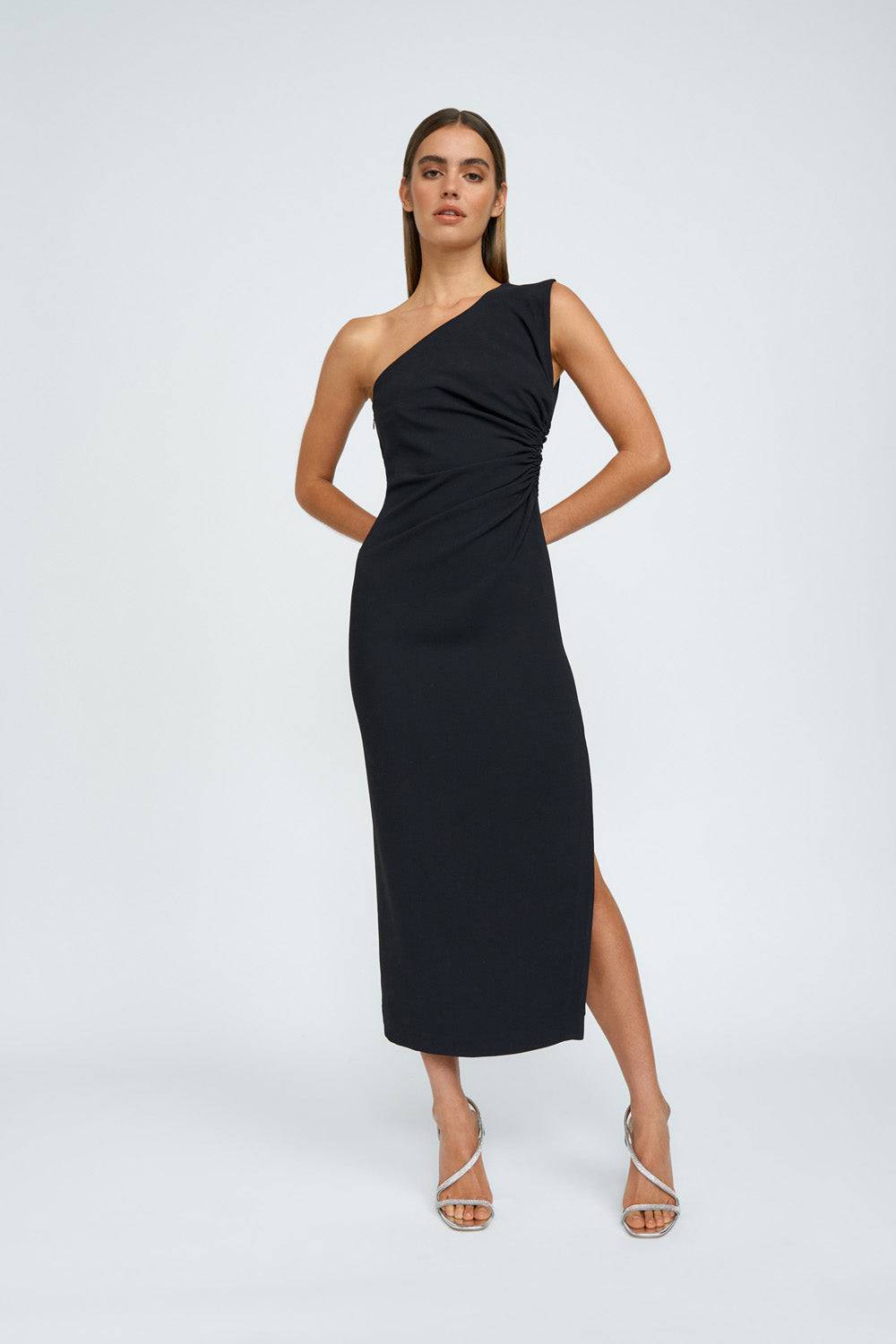 BY JOHNNY By Johnny Mariella Asymmetric Midi Dress - Black BELLA n' BEAR