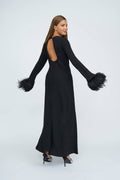 By Johnny Miranda Robe Longue à Manchette Plume-Noir