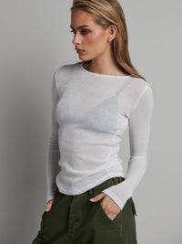 Thumbnail for BAYSE Bayse Myles Crew Neck Top - White BELLA n' BEAR