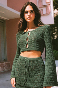 Thumbnail for CHARLIE HOLIDAY Charlie Holiday Nevis Maxi Skirt - Green Crochet BELLA n' BEAR