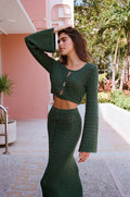 Charlie Holiday Nevis Maxi Skirt - Green Crochet