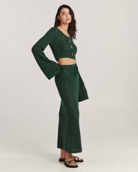 Thumbnail for CHARLIE HOLIDAY Charlie Holiday Nevis Maxi Skirt - Green Crochet BELLA n' BEAR