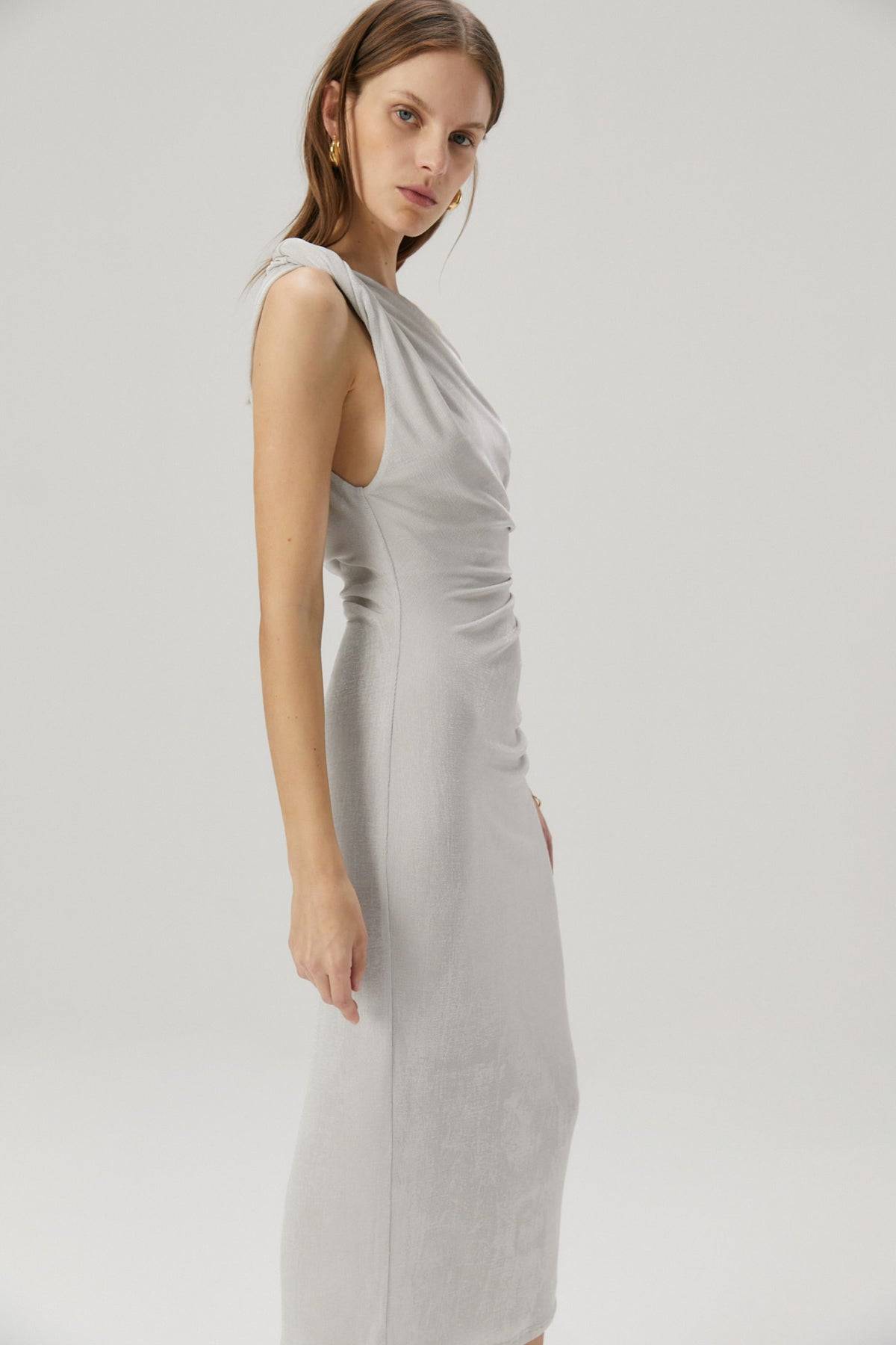 MISHA COLLECTION Misha Nyra Midi Dress - Silver Cloud BELLA n' BEAR