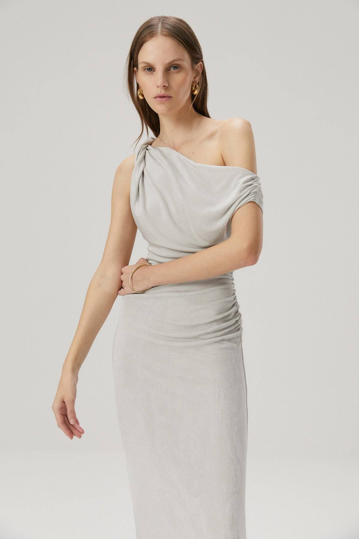 MISHA COLLECTION Misha Nyra Midi Dress - Silver Cloud BELLA n' BEAR