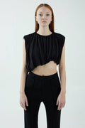 Third Form Overflow Drape Blusa-Negro