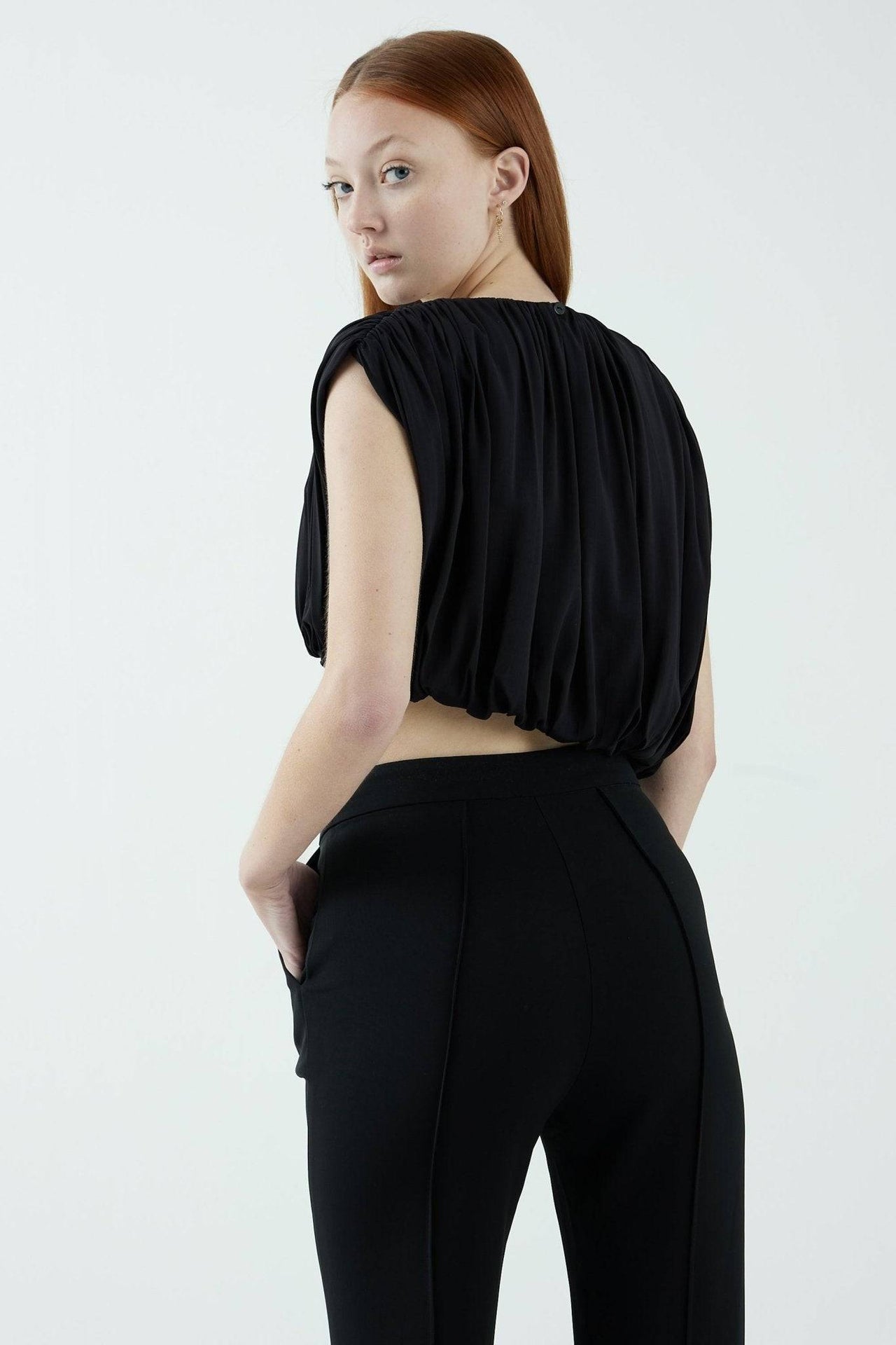 THIRD FORM Third Form Overflow Drape Blouse - Black BELLA n' BEAR