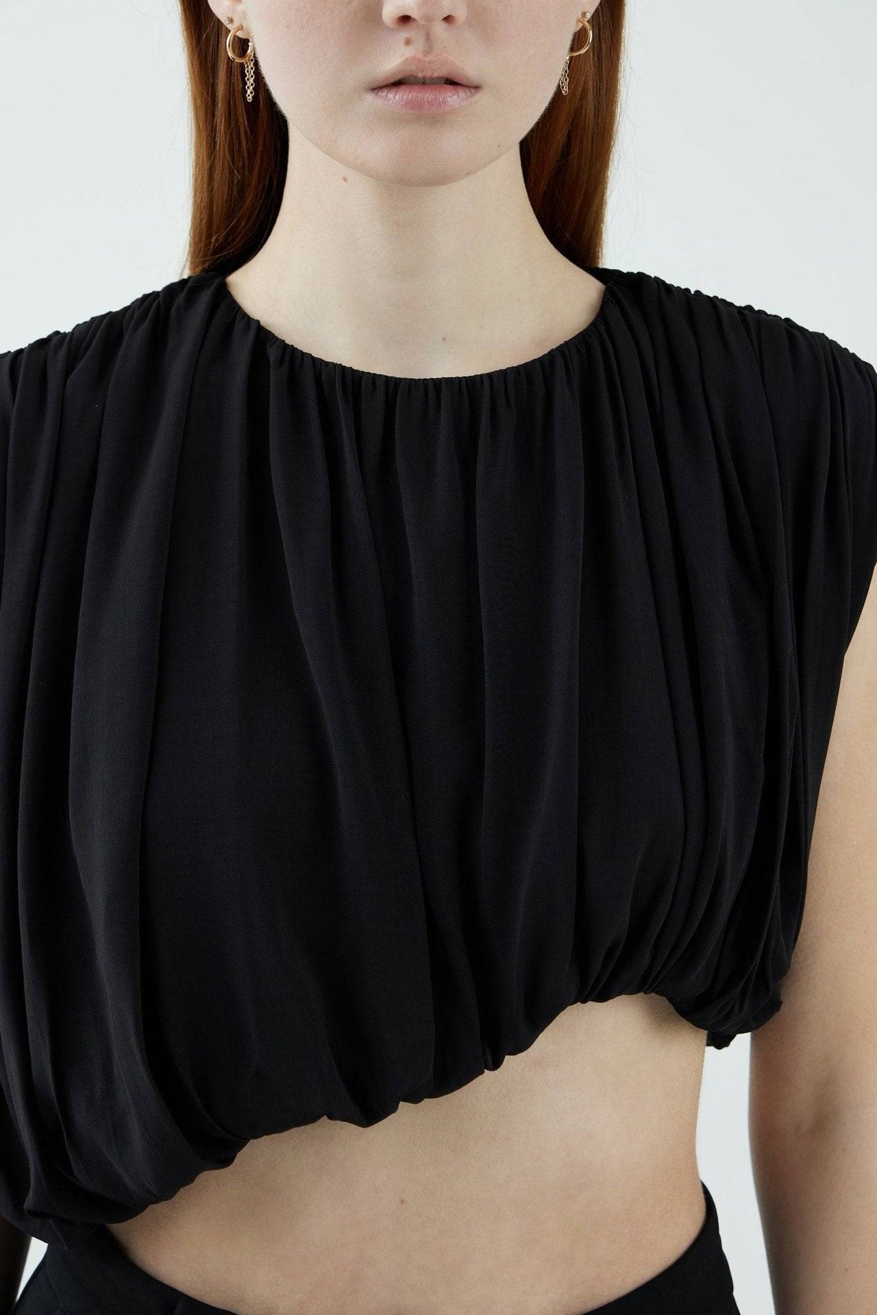 THIRD FORM Third Form Overflow Drape Blouse - Black BELLA n' BEAR