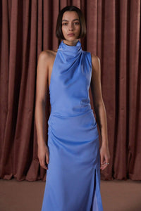 Thumbnail for MISHA COLLECTION Misha Robbia Satin Midi Dress - Cornflower Blue BELLA n' BEAR