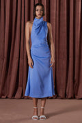 Vestido Misha Robbia Satin Midi-Cornflower Blues