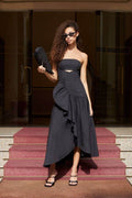 Von Johnny Roberta Frill Strap less Gown - Black