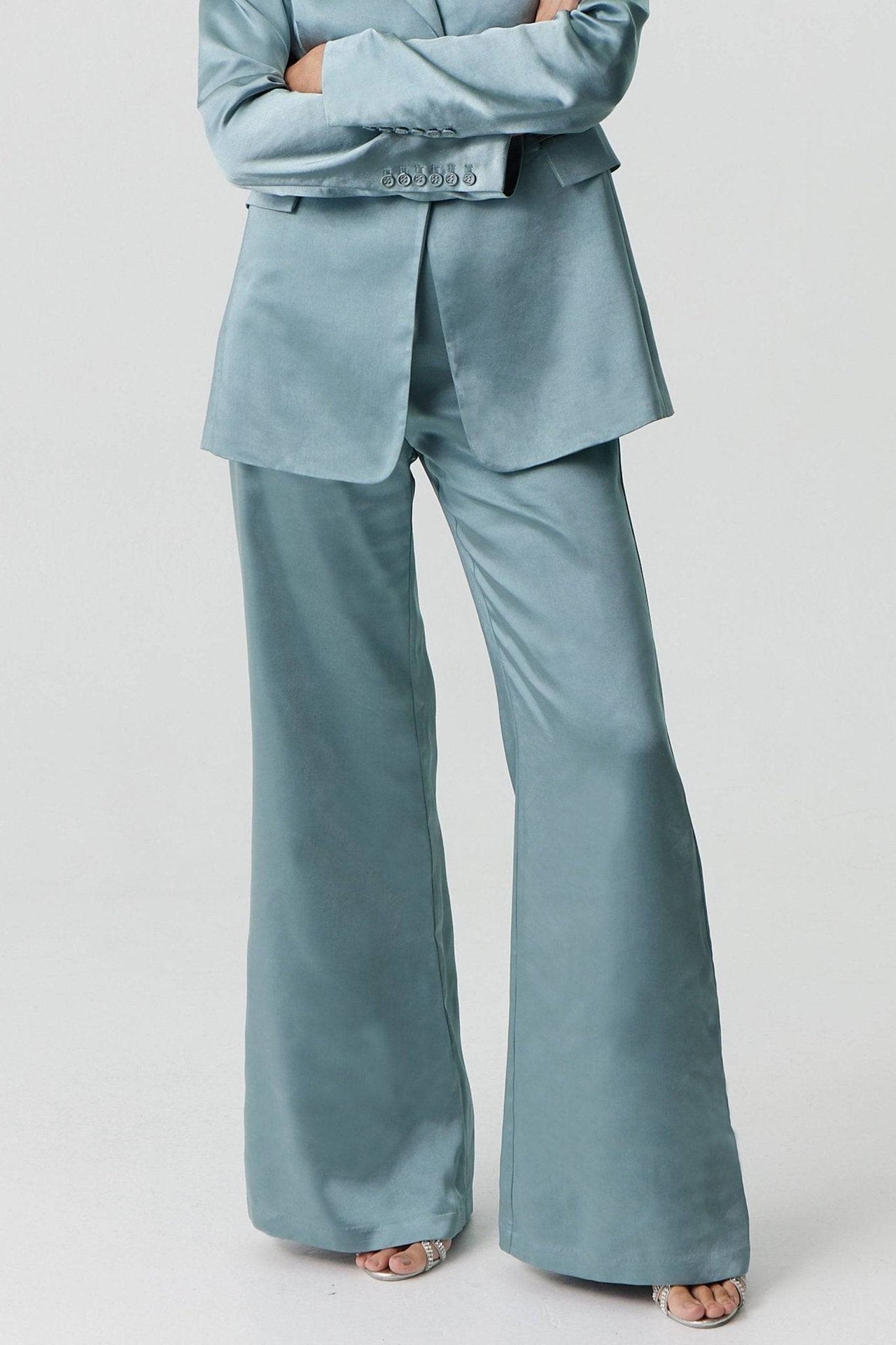 THIRD FORM Third Form Satin Flare Trouser - Powder White, Wave BELLA n' BEAR