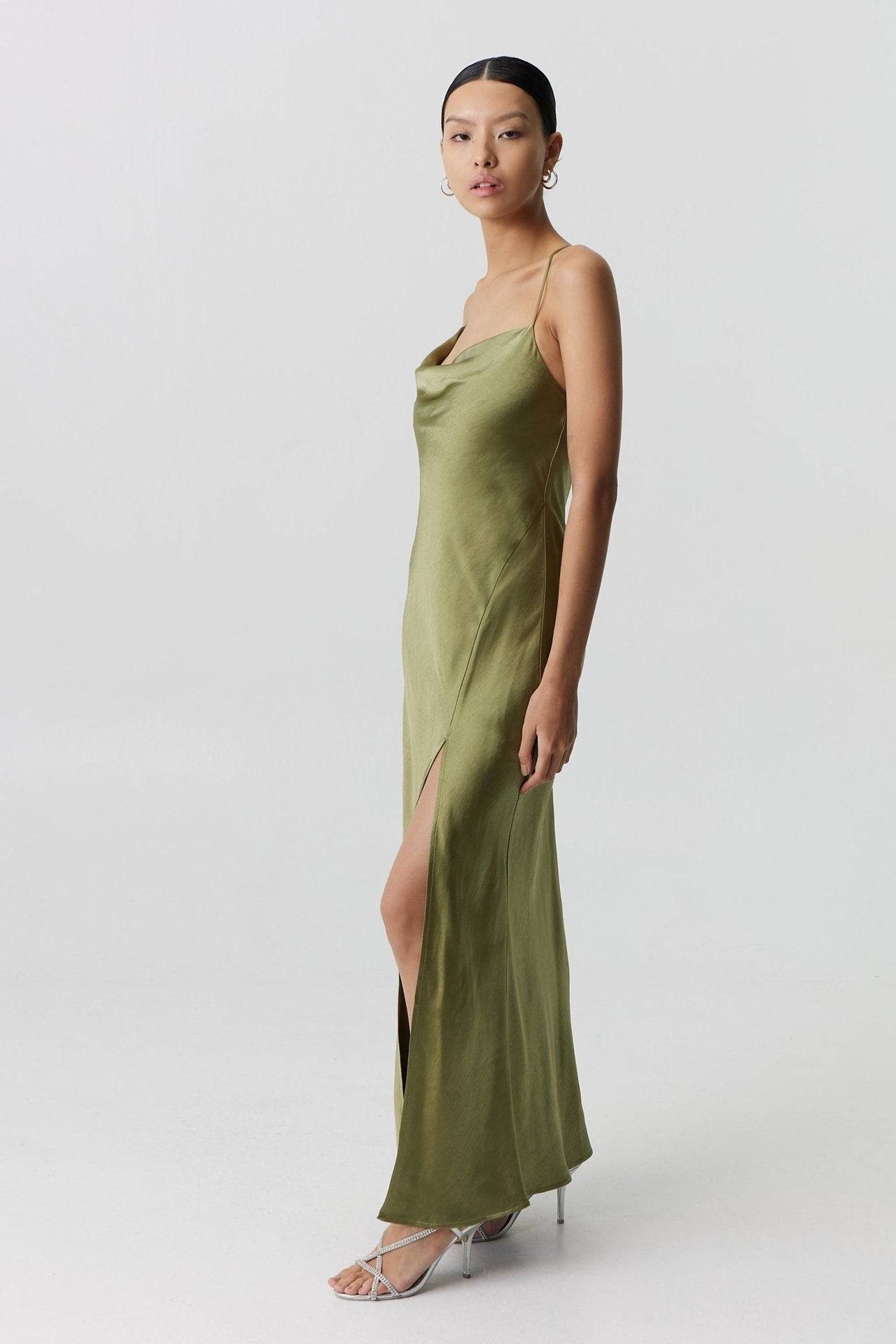 THIRD FORM Third Form Satin Split Slip Maxi Dress - Black, Wave, Olive BELLA n' BEAR