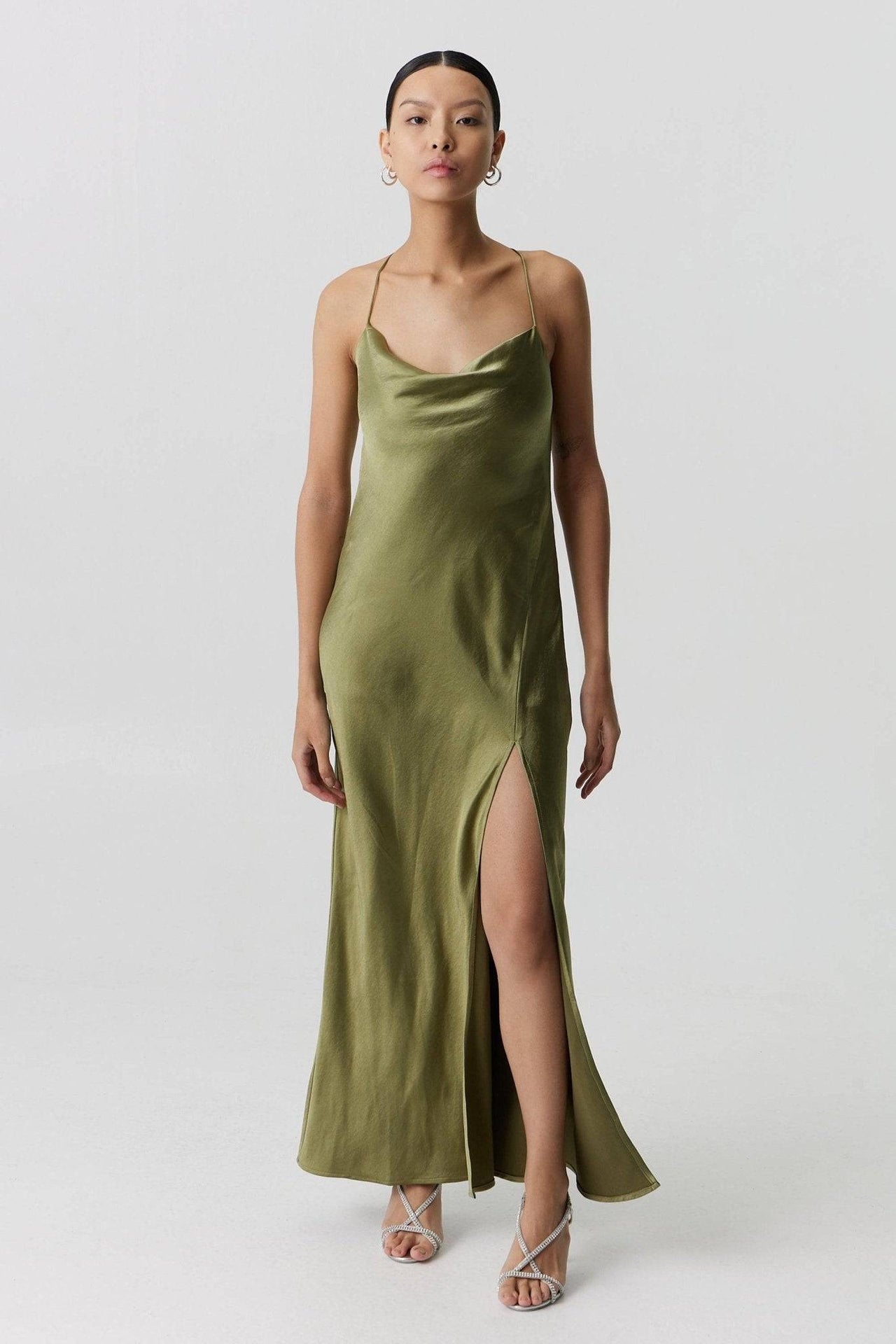 THIRD FORM Third Form Satin Split Slip Maxi Dress - Black, Wave, Olive BELLA n' BEAR