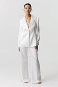 Third Form Satin Tailored Blazer-Blanc Poudre, Wave