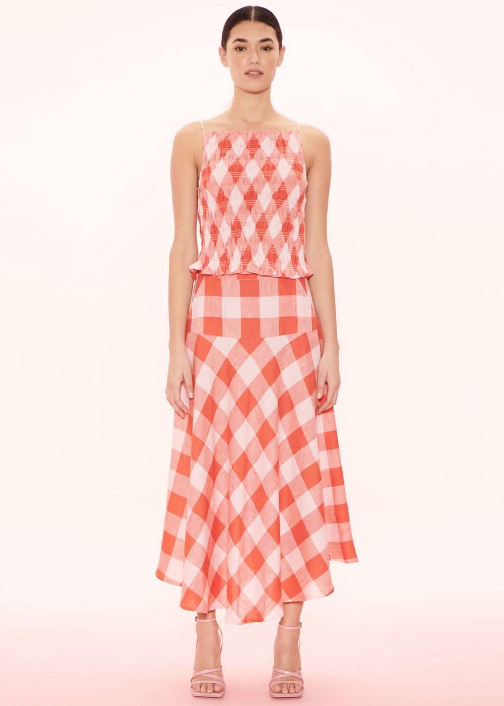 APARTMENT CLOTHING Apartment Clothing Sia Midi Skirt - Pink Red Gingham BELLA n' BEAR