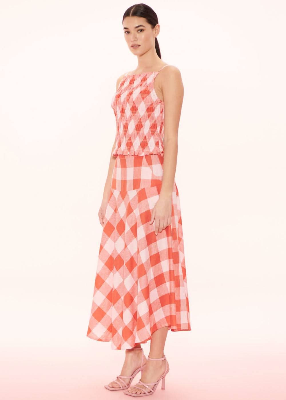 APARTMENT CLOTHING Apartment Clothing Sia Midi Skirt - Pink Red Gingham BELLA n' BEAR