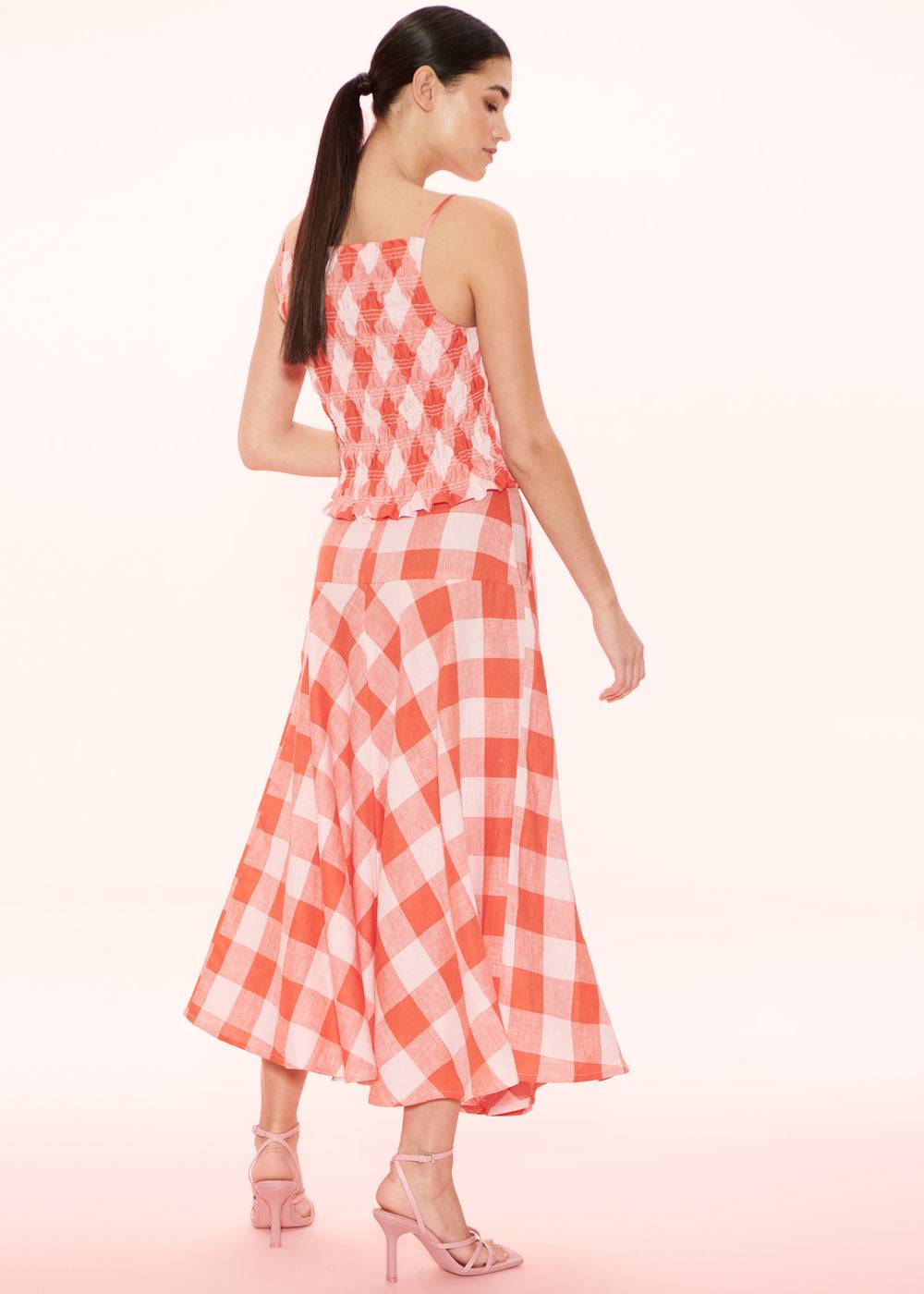 APARTMENT CLOTHING Apartment Clothing Sia Midi Skirt - Pink Red Gingham BELLA n' BEAR