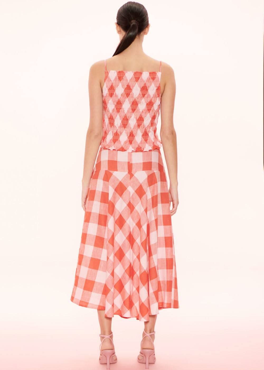 APARTMENT CLOTHING Apartment Clothing Sia Midi Skirt - Pink Red Gingham BELLA n' BEAR