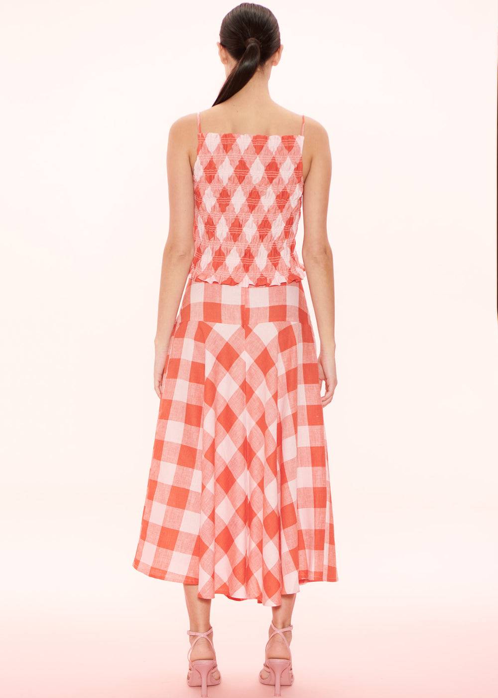 APARTMENT CLOTHING Apartment Clothing Sia Midi Skirt - Pink Red Gingham BELLA n' BEAR